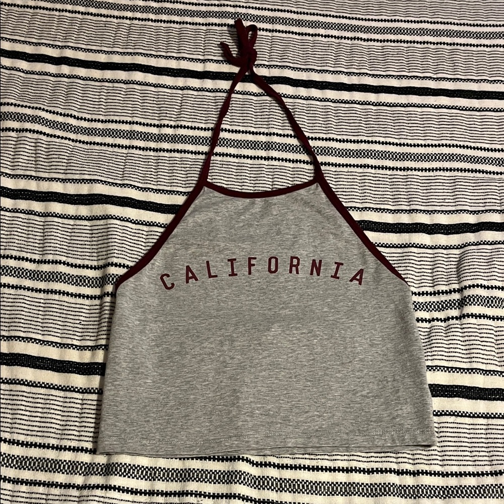 Forever 21 Gray and Maroon Halter Top